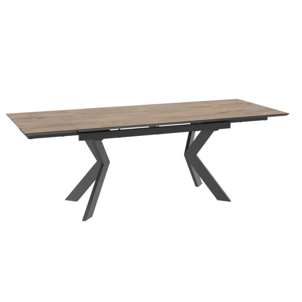 Стол VECTRA-150, раздвижной 150(40+40)x90, ДУБ ВИНТАЖНЫЙ - COMPAKT CER/ЧЕРНЫЙ	 VECTRA 150